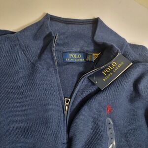 NWT Polo Ralph Lauren Mens XXL Navy Quarter Zip Knit Sweater Pullover Preppy